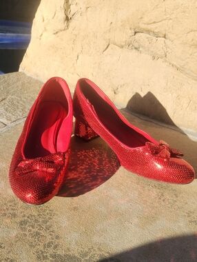 Red Ruby Sequin Bow Shoes Wizard Of Oz Size 9
